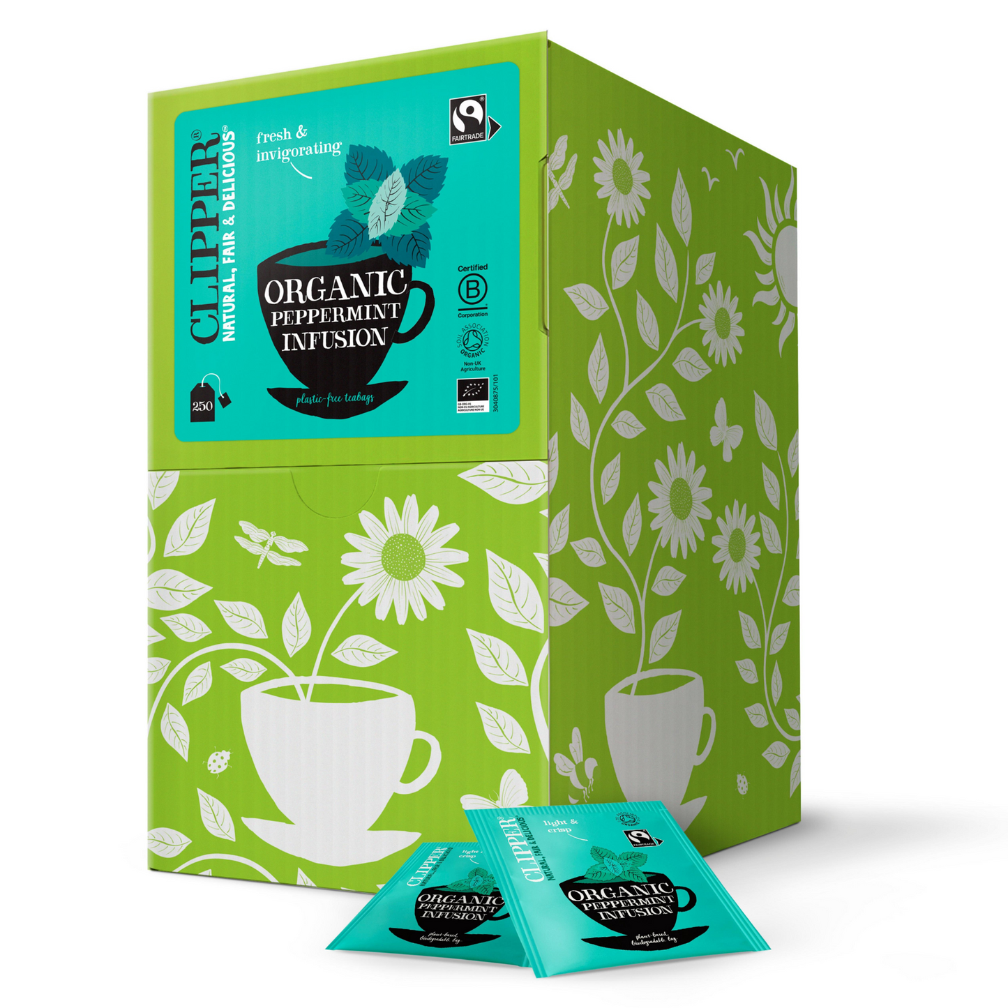Clipper Organic Fairtrade Peppermint Individually Wrapped Envelope Tea Bags – 250 Pack
