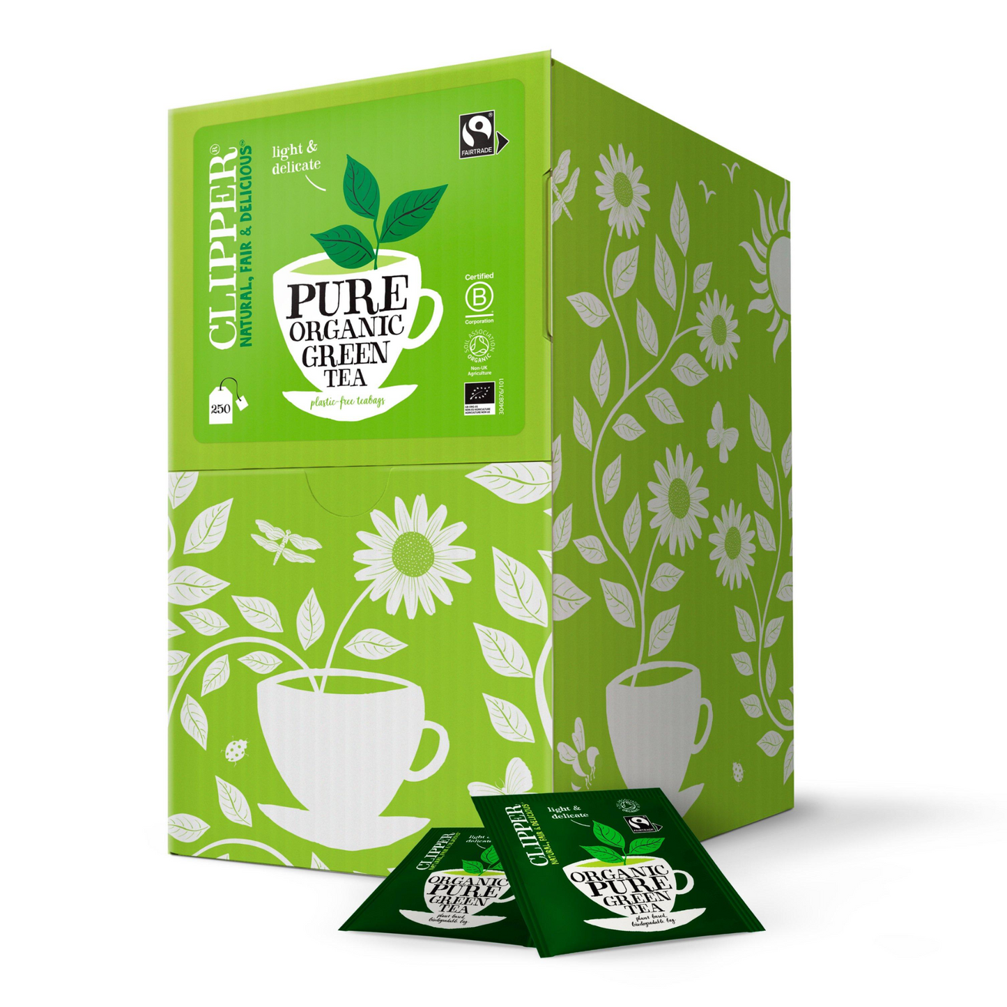 Clipper Organic Fairtrade Pure Green Tea Individually Wrapped Envelope Tea Bags – 250 Pack