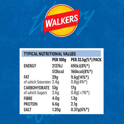Walkers Cheese & Onion Crisps 32.5g - Box of 32