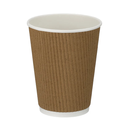 12oz Kraft Brown Ripple Takeaway Coffee Cups - Case of 500