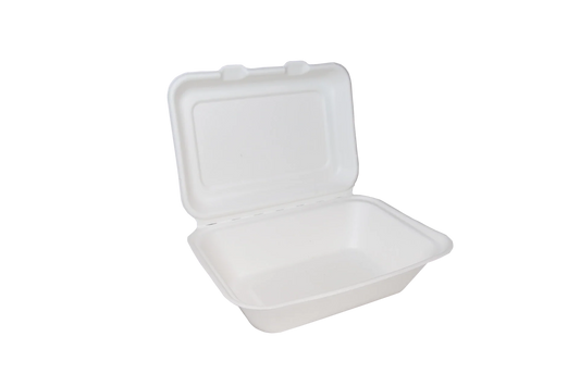 Edenware - Moulded Fibre Clamshell Regular Meal Boxes - Takeaway Food Packaging - 7" x 5" - (Case of 500)