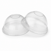 12oz Cold Cup Domed Lids with Straw Hole - rPET Smoothie Lids - Case of 1000