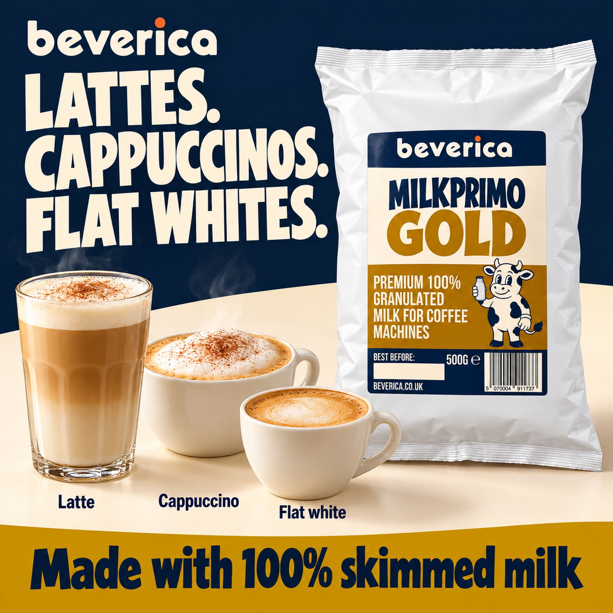 Beverica Milkprimo Gold Granulated Skimmed Milk Powder - 500g