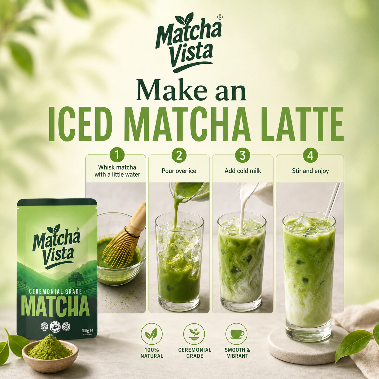 Matcha Vista Ceremonial Grade Matcha Powder - 100g