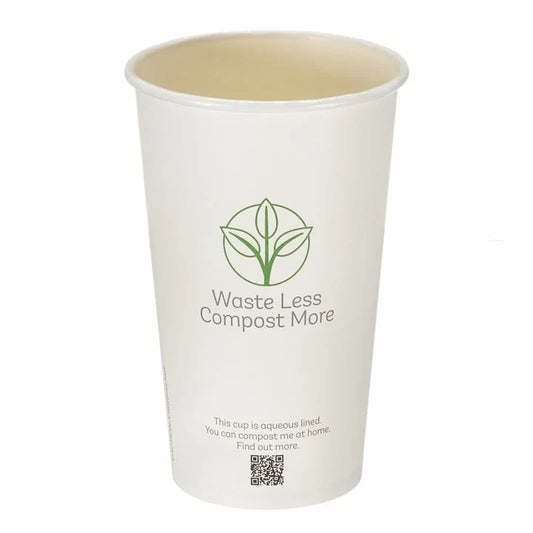 16oz White Double Wall Hot Cup – Aqueous Lined Biodegradable (Box of 500)