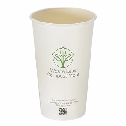 16oz White Double Wall Takeaway Coffee Cups - Aqueous Lined - Case of 500