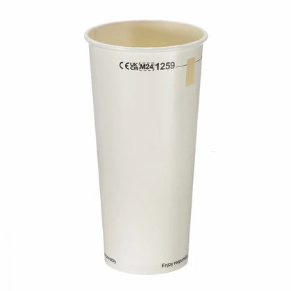 White Paper Pint Tumblers 568ml with Window - Aqueous Lined - Box of 500