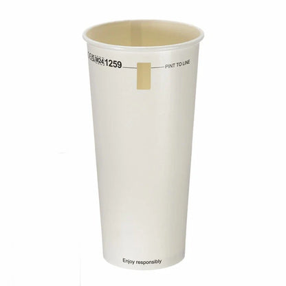 White Paper Pint Tumblers 568ml with Window - Aqueous Lined - Box of 500