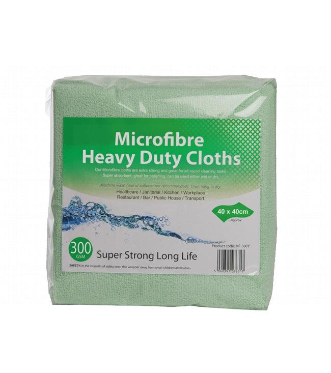 Green Heavy Duty Microfibre Cloths 300gsm 40cm x 40cm - Pack of 10