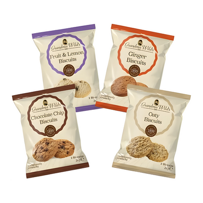 Grandma Wild's Individually Wrapped Biscuit Portions - 4 Varieties (Box of 100)