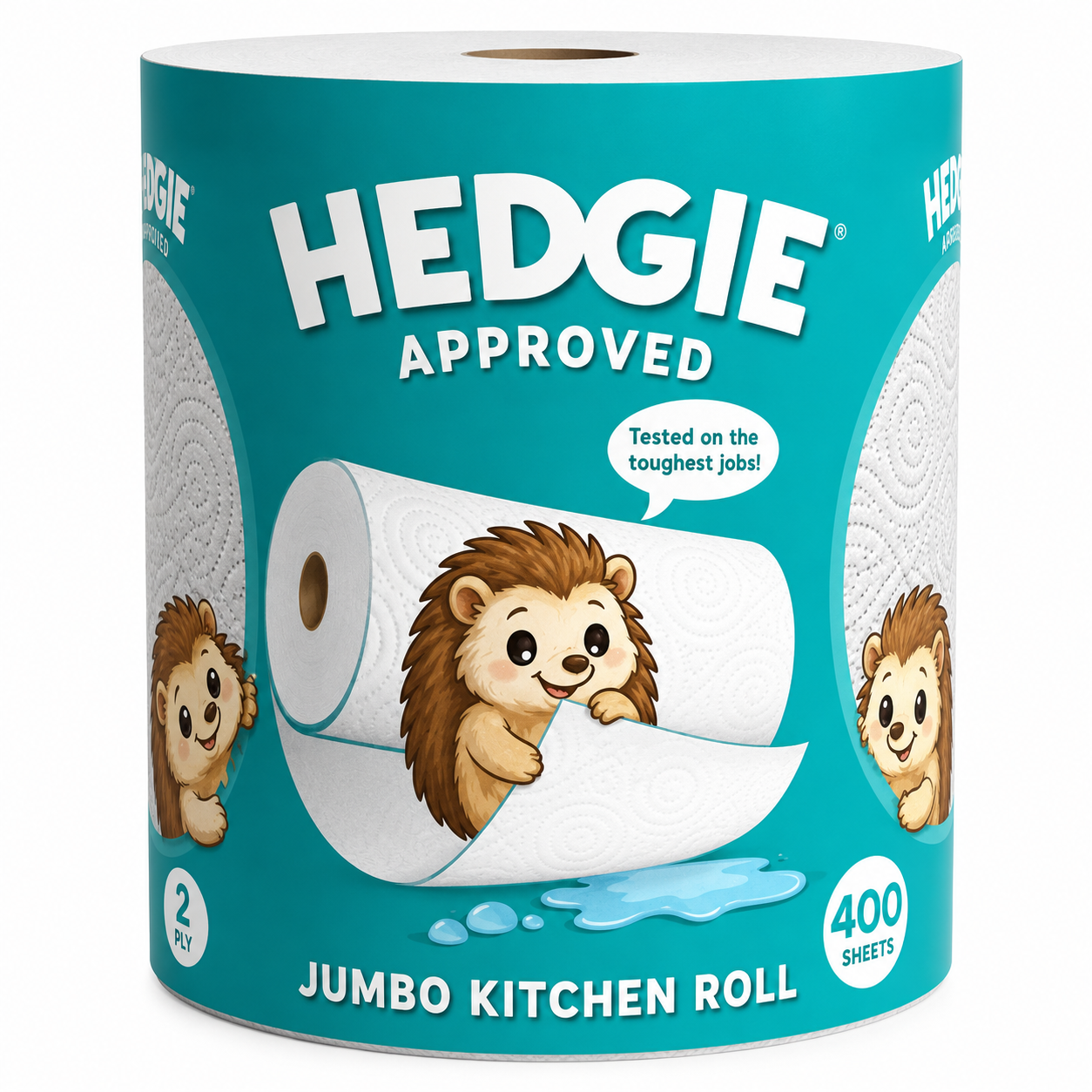 Hedgie Jumbo Kitchen Roll 2Ply - Single Roll 400 Sheets