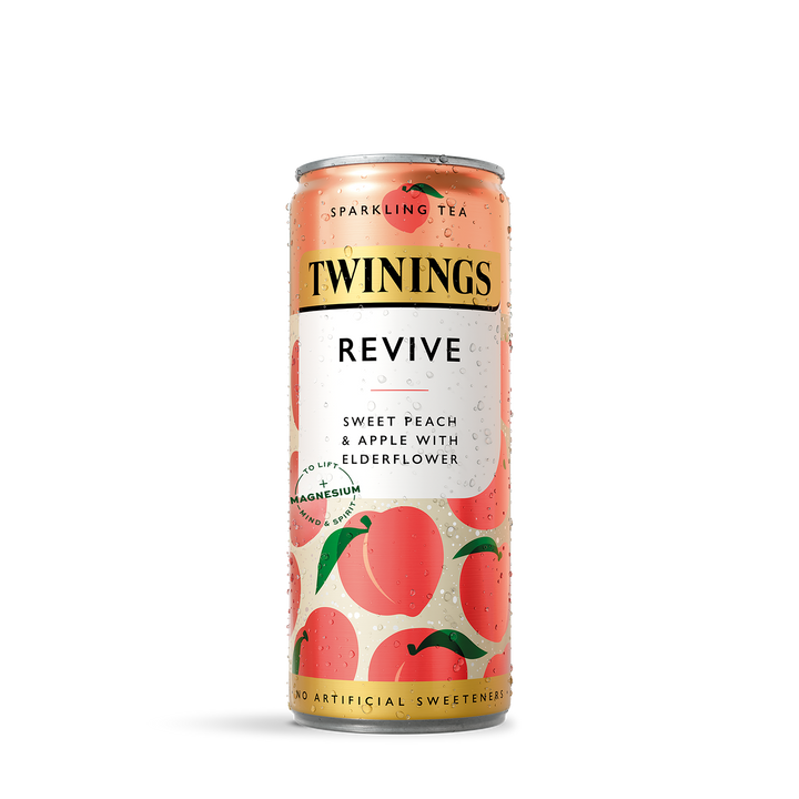 Twinings Revive Sparkling Tea - Sweet Peach & Apple With Elderflower - 12 x 250ml Cans