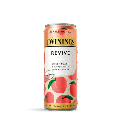 Twinings Revive Sparkling Tea - Sweet Peach & Apple With Elderflower - 12 x 250ml Cans