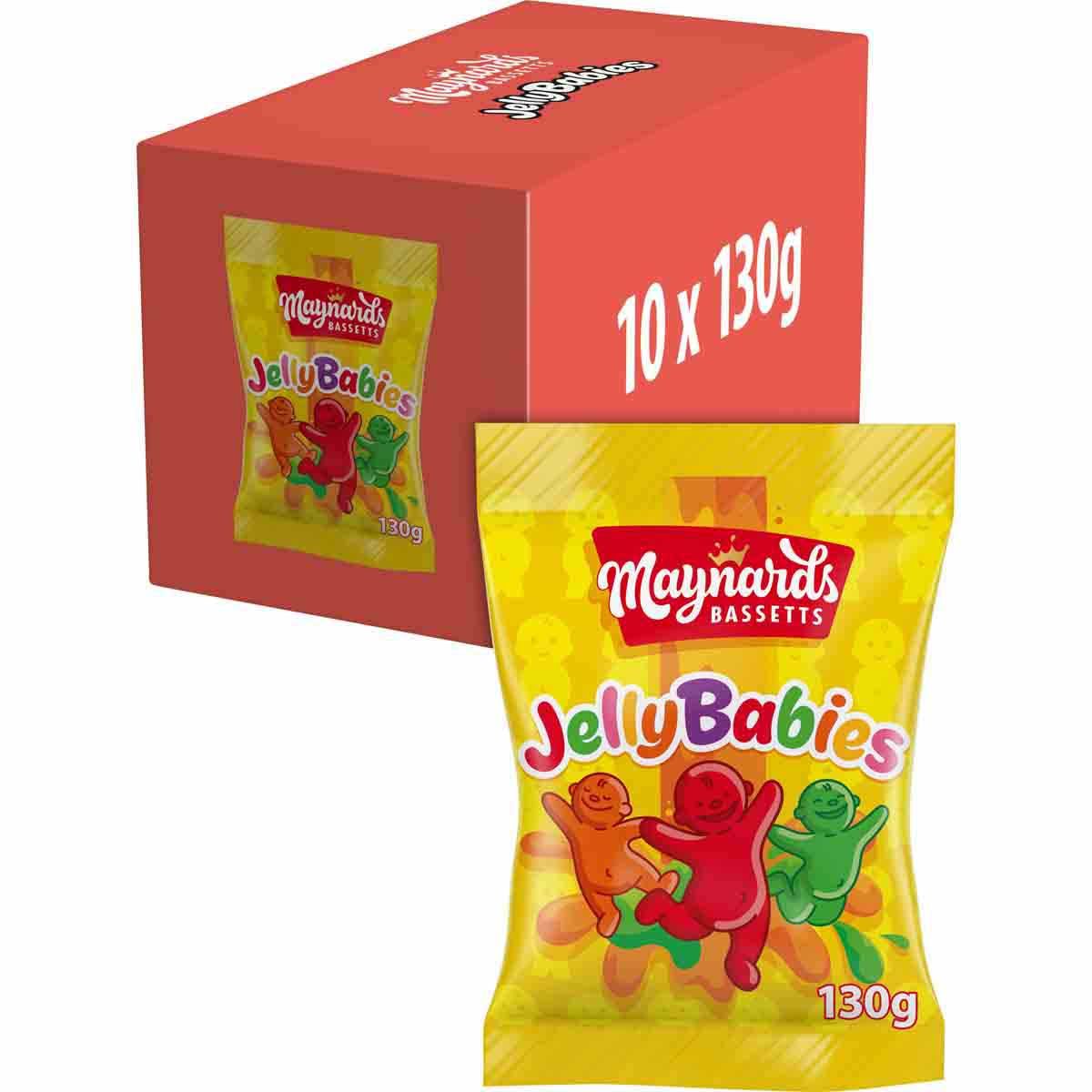 Maynards Bassetts Jelly Babies 130g Sweet Bags (10 Pack)