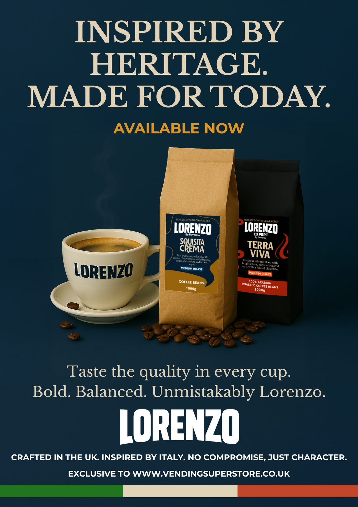 Lorenzo Coffee - Squisita Crema Blend - Premium Coffee Beans (Full Case or 1KG Bags)