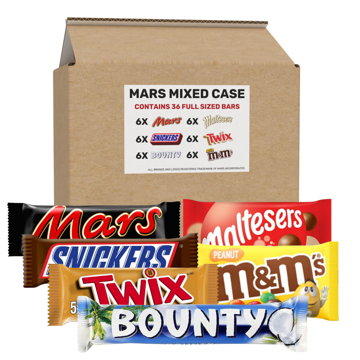 Mars Chocolate Mixed Case - Full Sized Bars (Box of 36)