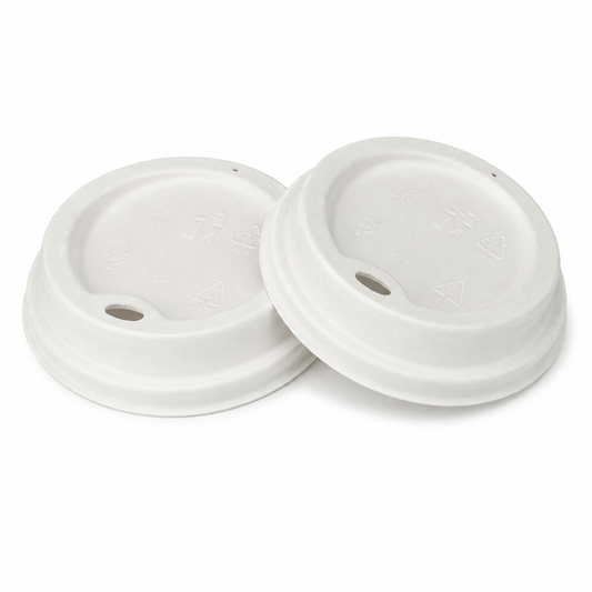 Moulded Fibre Lids for 12oz & 16oz Hot Cups - Plastic Free - Case of 1000