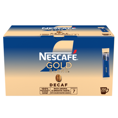Nescafé Gold Blend Decaf Instant Coffee Sachets / Coffee Sticks - Box of 200