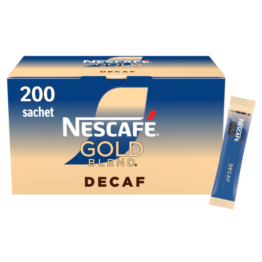Nescafe Gold Blend Decaf: Individual Coffee Stick Portions - (Box of 200 Sachets)