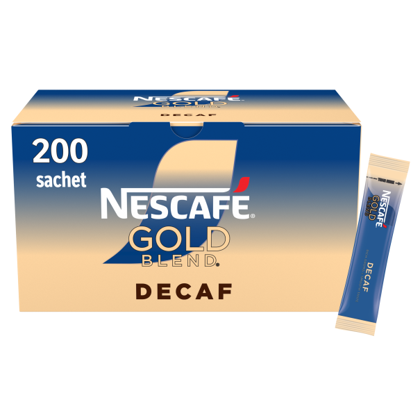 Nescafé Gold Blend Decaf Instant Coffee Sachets / Coffee Sticks - Box of 200