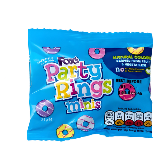 Fox's Mini Party Rings - Individually Wrapped Mini Packs 21g (Box of 40)