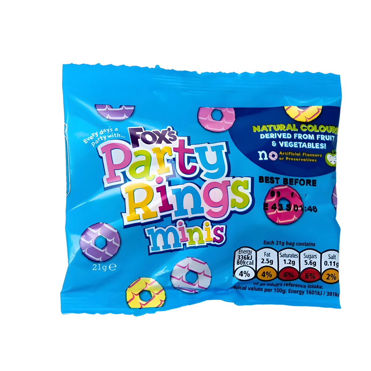 Fox's Mini Party Rings - Individually Wrapped Mini Packs 21g (Box of 40)