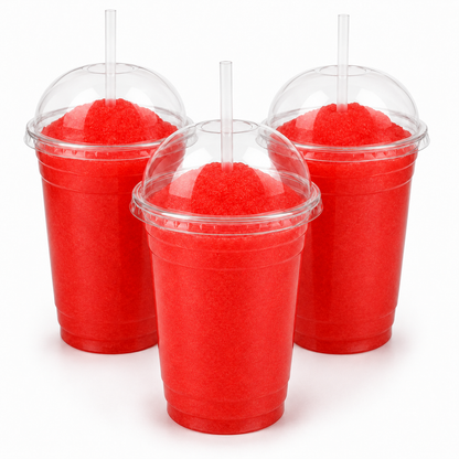 12oz Slush Cup Domed Lids with Straw Hole - rPET - Case of 1000