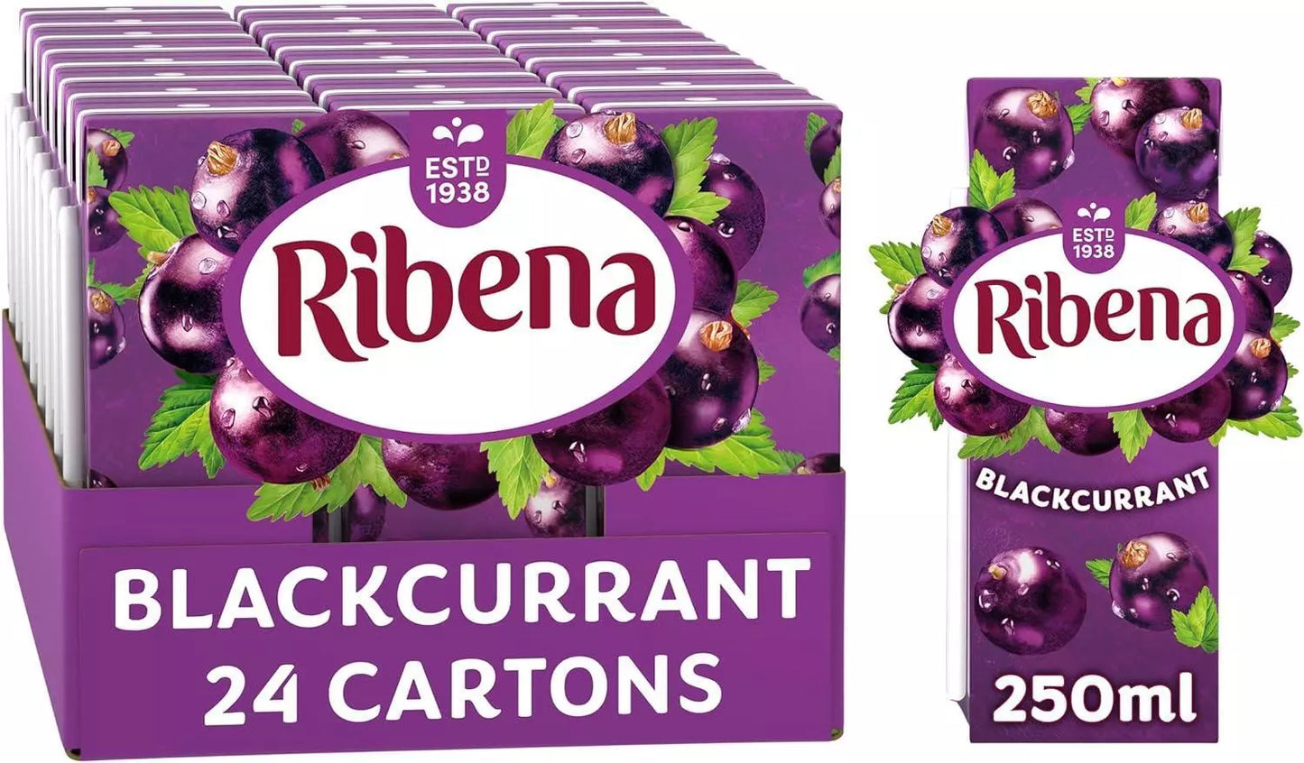 Ribena Blackcurrant Ready to Drink - 250ml Cartons (Pack of 24)