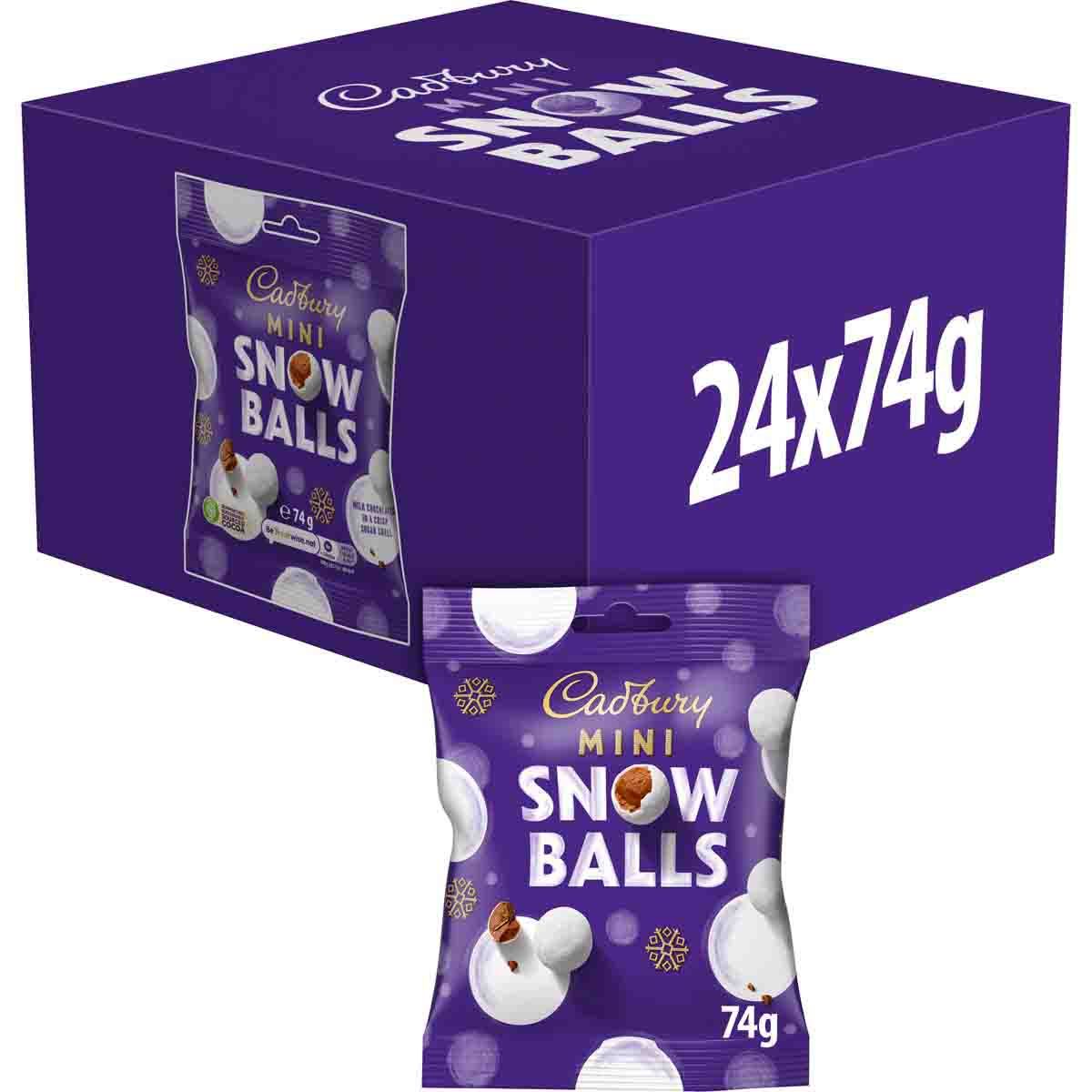 Cadburys Mini Snowballs Bag 74g (Pack of 24)