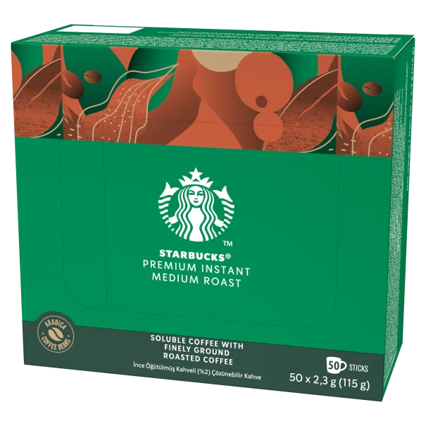 Starbucks Coffee Sachets - Premium Instant Medium Roast 2.3g - Box of 50