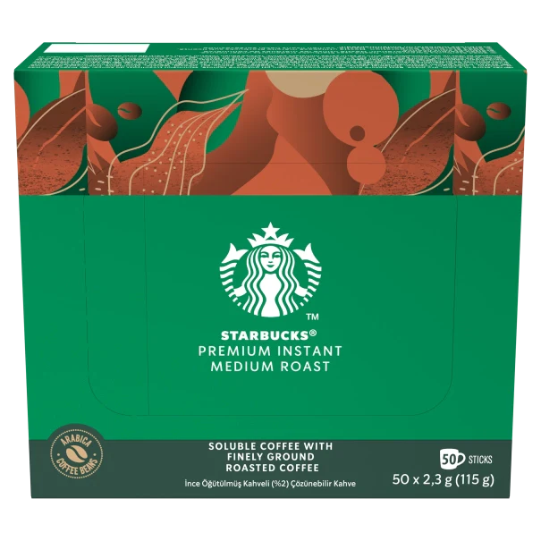 Starbucks Coffee Sachets - Premium Instant Medium Roast 2.3g - Box of 50