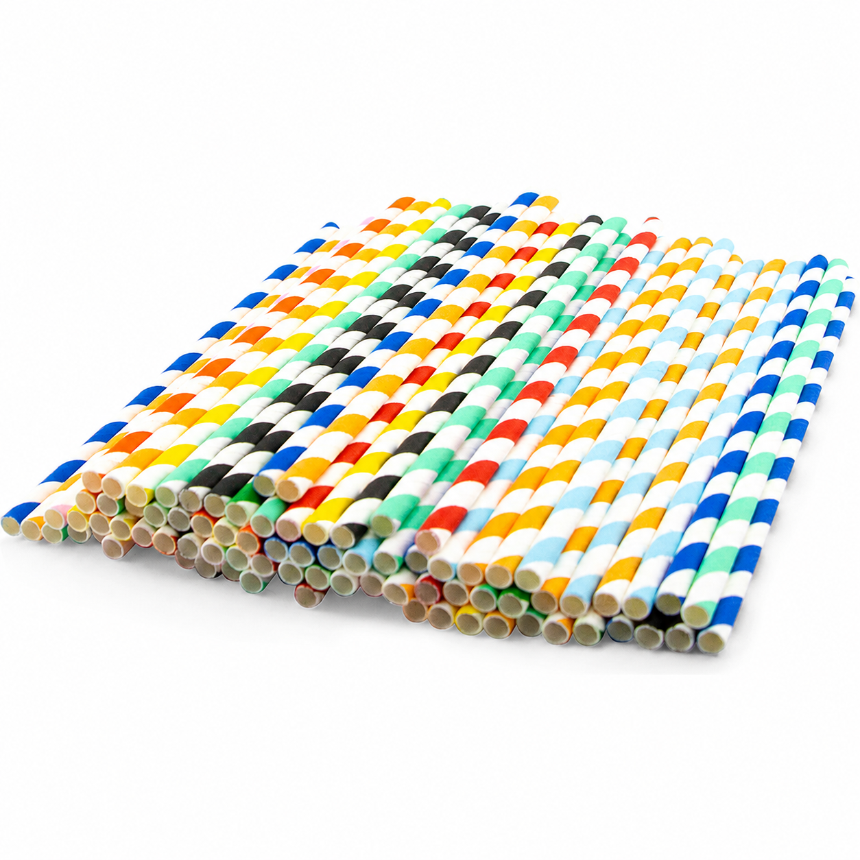 Striped Paper Straws 6x197mm - Mixed Colours - Pack of 250