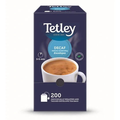 Tetley Decaf Individually Wrapped Envelope Tea Bags – 200 Pack