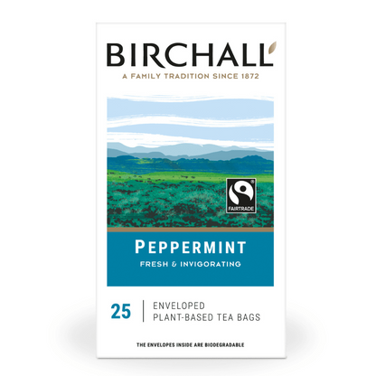 Birchall Peppermint Individually Wrapped Envelope Tea Bags – 25 Pack