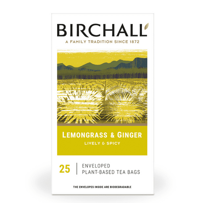 Birchall Lemongrass & Ginger Individually Wrapped Envelope Tea Bags – 25 Pack
