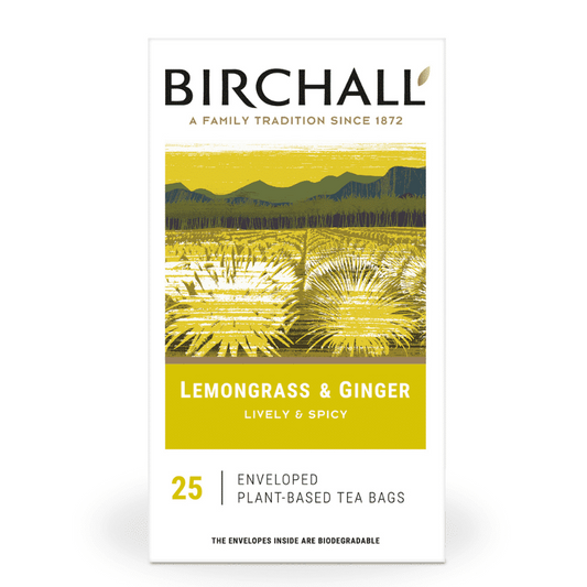Birchall Lemongrass & Ginger Individually Wrapped Envelope Tea Bags – 25 Pack