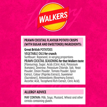 Walkers Prawn Cocktail Crisps 32.5g - Box of 32